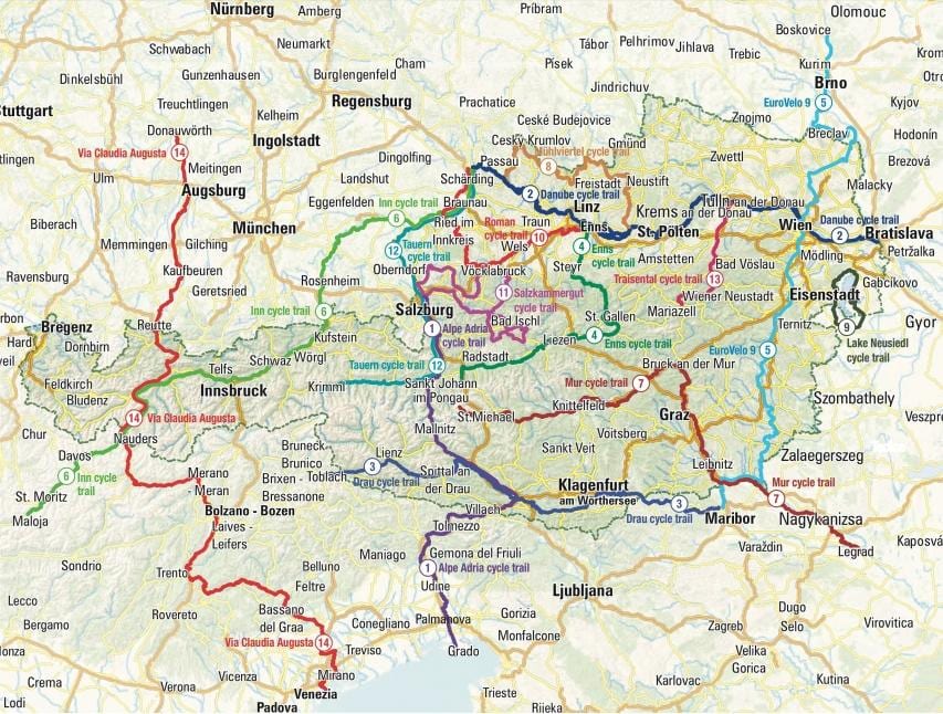 карта Австрії Велоспорт