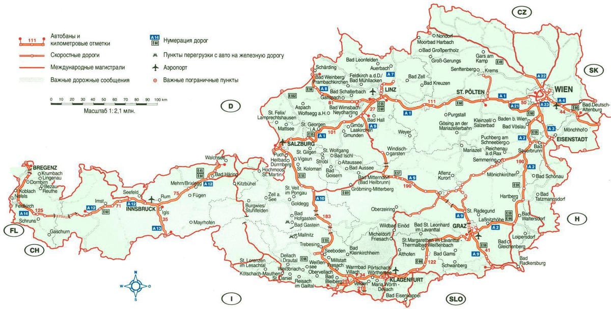 детальна карта Австрії