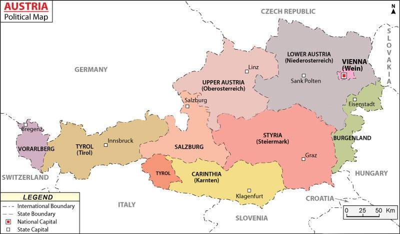 карта Австрії політичні