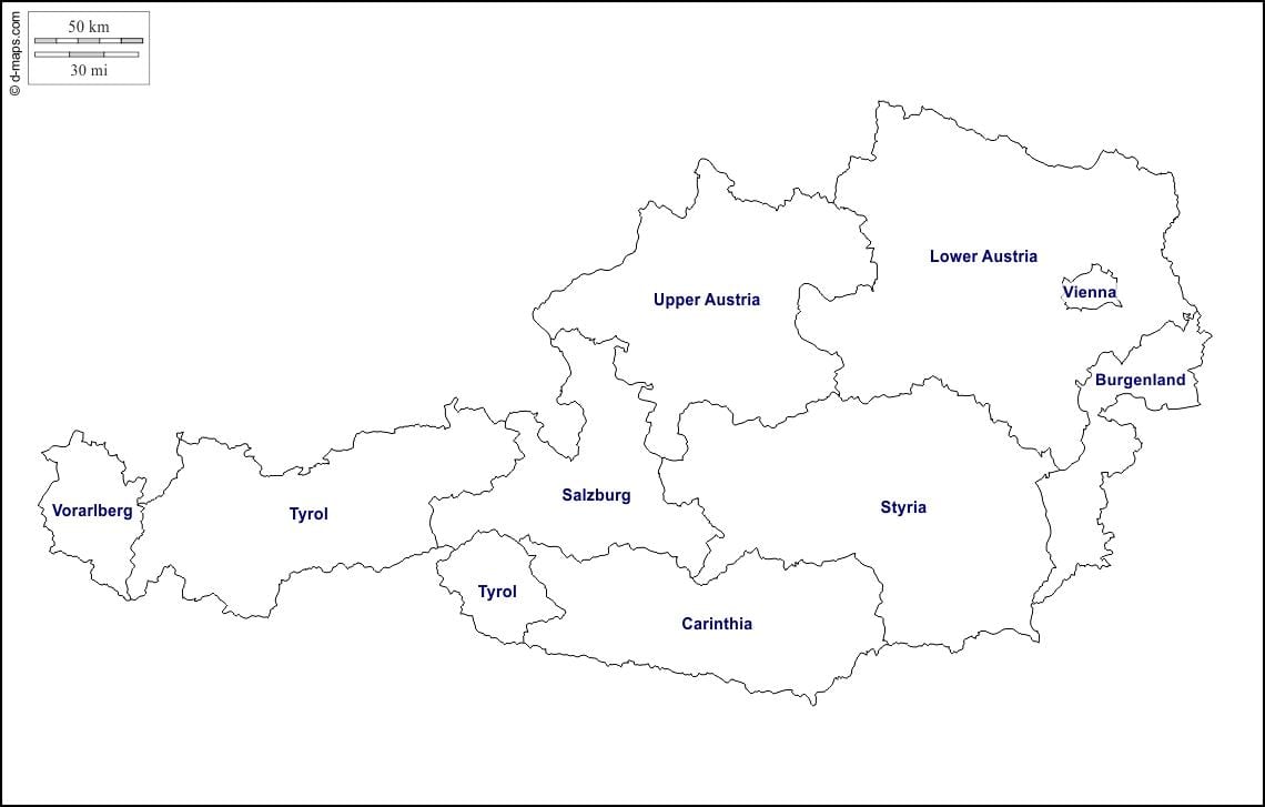 бланкової карті Австрії