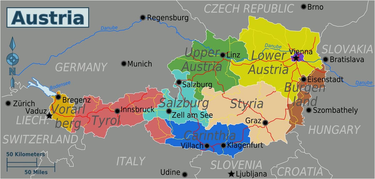 австрійських провінцій карті