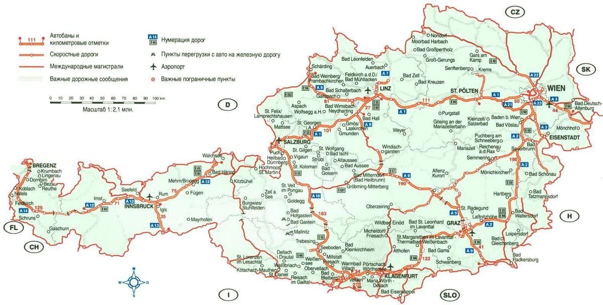 Австрія карта подорожі