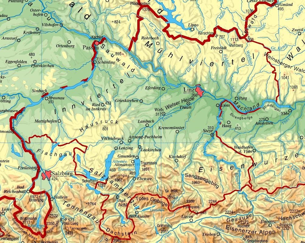 карті верхній Австрії