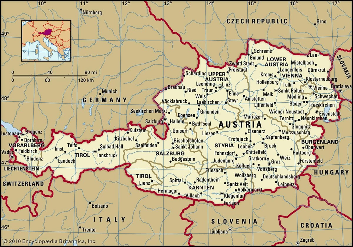 карта замки в Австрії