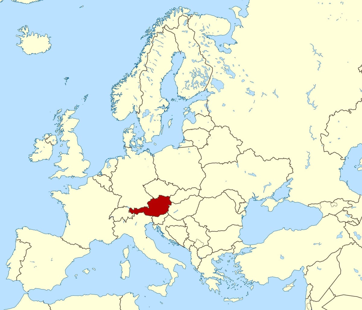 карта світу, показує Австрія