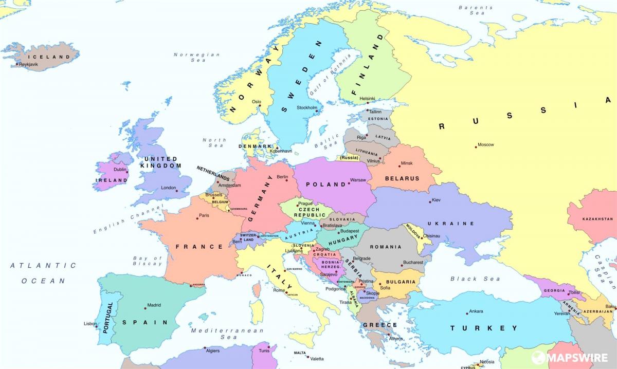 на карті Європи в Австрії