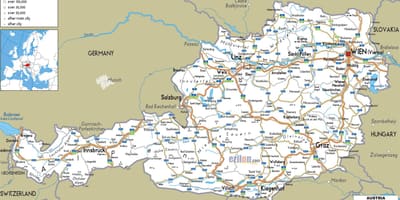 Детальна карта з містами Австрії