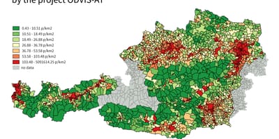 Австрія карту щільності населення 